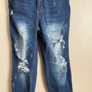 Distressed Blue Denim Jeans - NEVER WORN